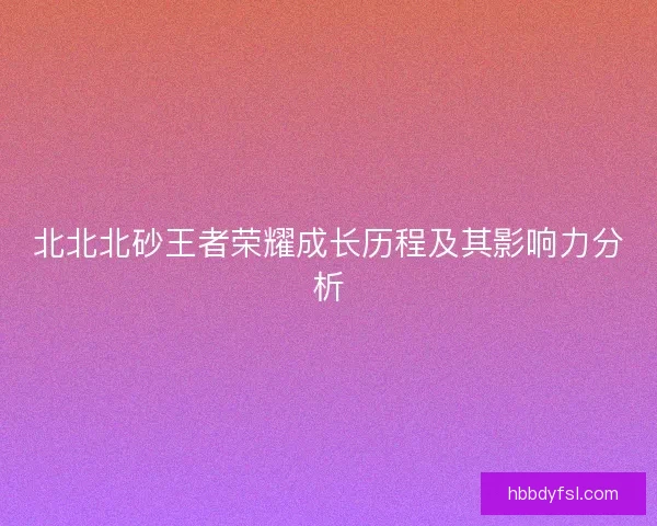 北北北砂王者荣耀成长历程及其影响力分析