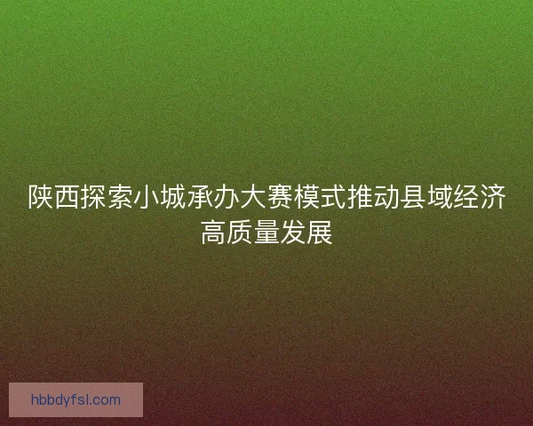 陕西探索小城承办大赛模式推动县域经济高质量发展