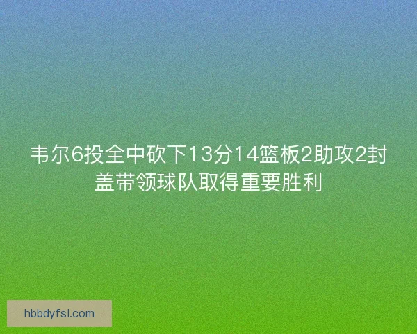 韦尔6投全中砍下13分14篮板2助攻2封盖带领球队取得重要胜利